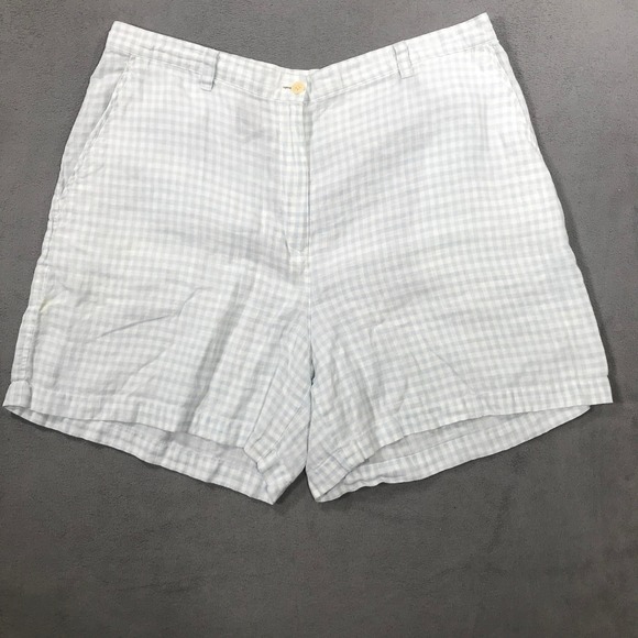 Lauren Ralph Lauren Pants - Lauren Ralph Lauren Shorts Women 16 Blue Gingham Check Linen High Waist Pocket